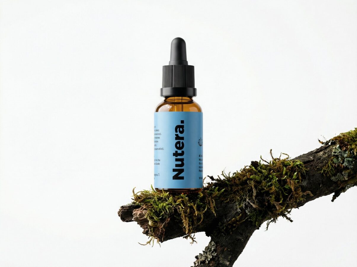 Mix 4-em-1 Nutera 30 ml — Lion's Mane, Reishi, Cordyceps e Chaga, dupla extração